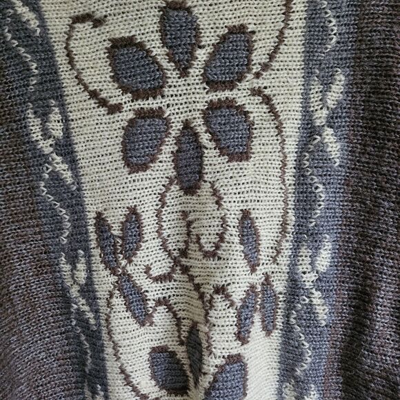 Vintage Joyce Sportswear Turtleneck Sweater Women’s S Brown Cream Floral Wool - Picture 3 of 8